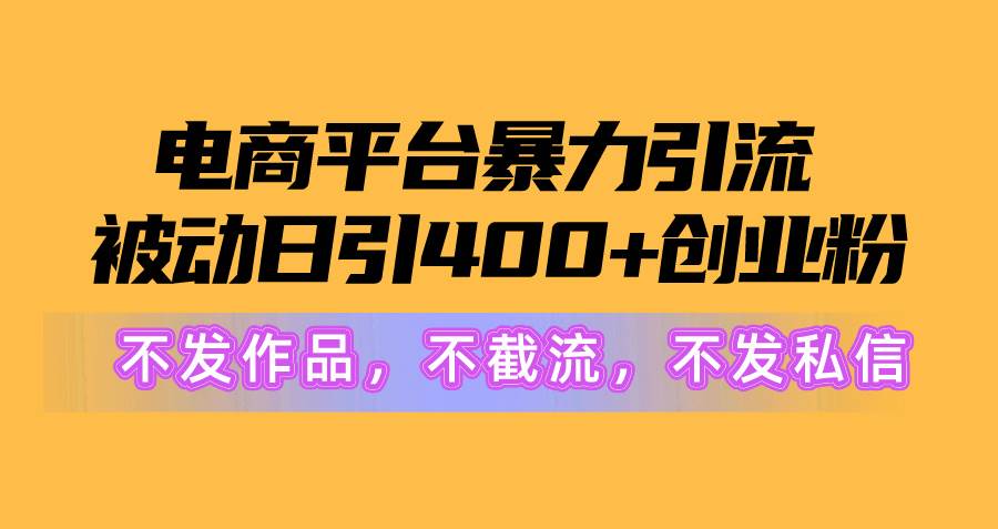 电商平台暴力引流,被动日引400+创业粉不发作品，不截流，不发私信-创想网