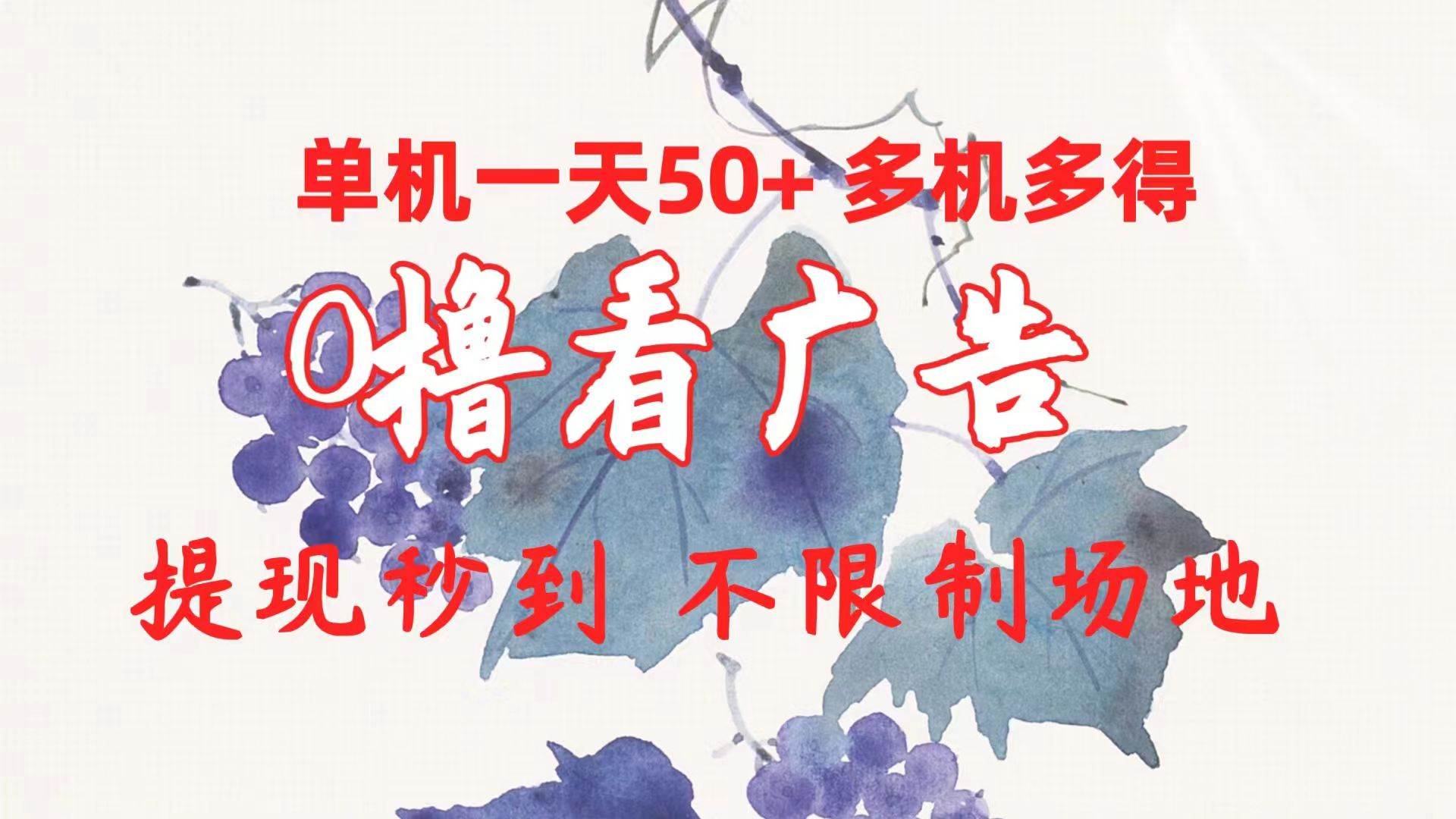 0撸看广告 单机一天50+多机多得 提现秒到 不限制场地操作-创想网