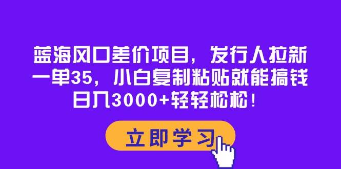 蓝海风口差价项目，发行人拉新，一单35，小白复制粘贴就能搞钱！日入3000+轻轻松松-创想网