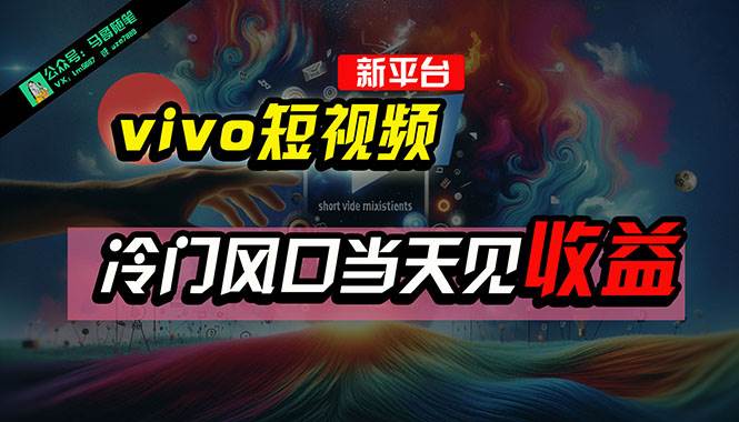 全新平台vivo短视频，新风口AI混剪无脑搬运，冷门风口当天见收益，7天…-创想网