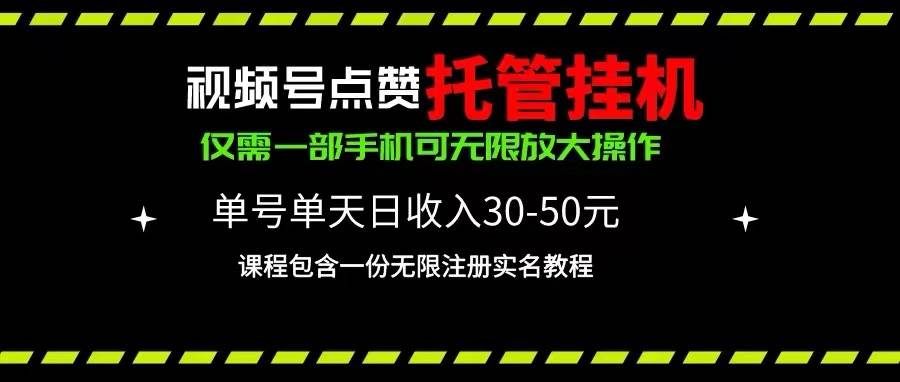 视频号点赞托管挂机，单号单天利润30~50，一部手机无限放大（附带无限…-创想网