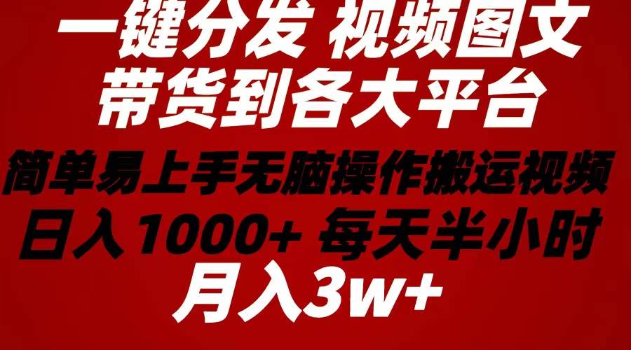 2024年 一键分发带货图文视频  简单易上手 无脑赚收益 每天半小时日入1…-创想网