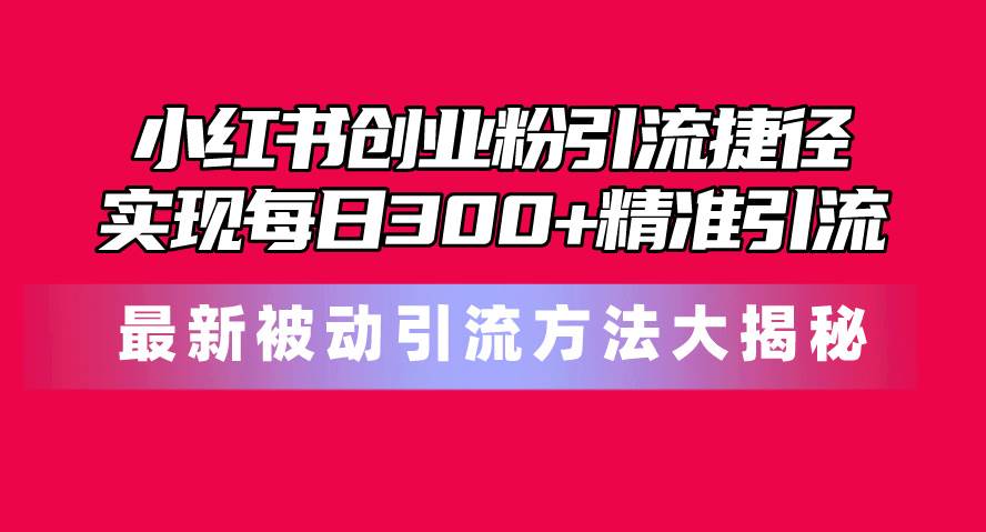 小红书创业粉引流捷径！最新被动引流方法大揭秘，实现每日300+精准引流-创想网