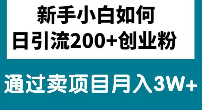 新手小白日引流200+创业粉,通过卖项目月入3W+-创想网