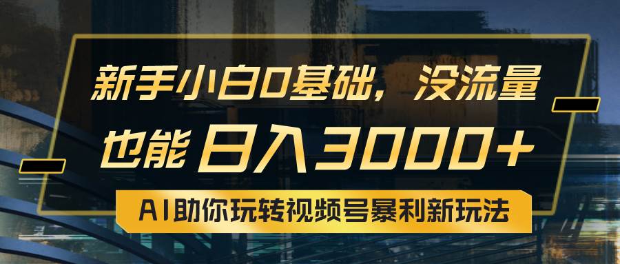 小白0基础，没流量也能日入3000+：AI助你玩转视频号暴利新玩法-创想网
