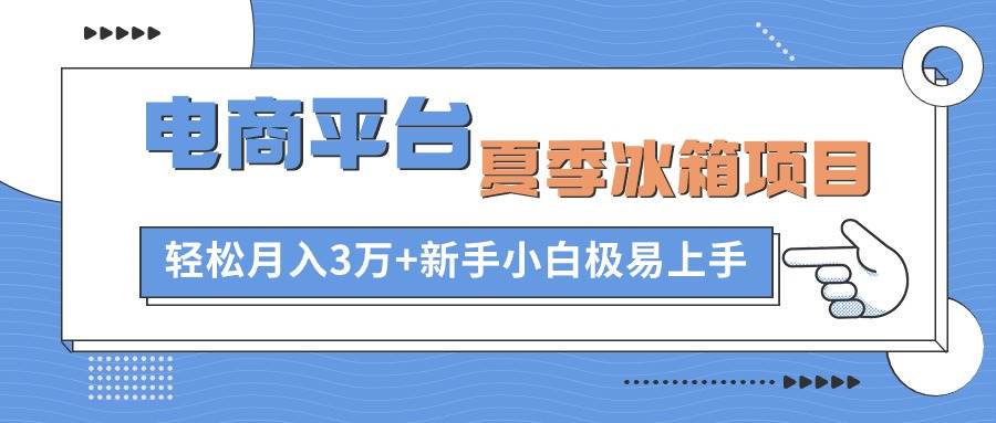电商平台夏季冰箱项目，轻松月入3万+，新手小白极易上手-创想网