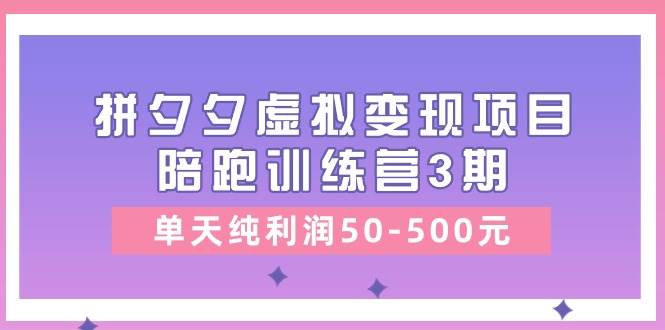 某收费培训《拼夕夕虚拟变现项目陪跑训练营3期》单天纯利润50-500元-创想网